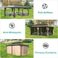 thumbnail image 5 of Mondawe 12' X 18' Hardtop Gazebo, Aluminum Metal Gazebo with Galvanized Steel Double Roof Canopy, Curtain and Netting, Permanent Gazebo Pavilion for Party, Wedding, Outdoor Dining, Brown, 5 of 6
