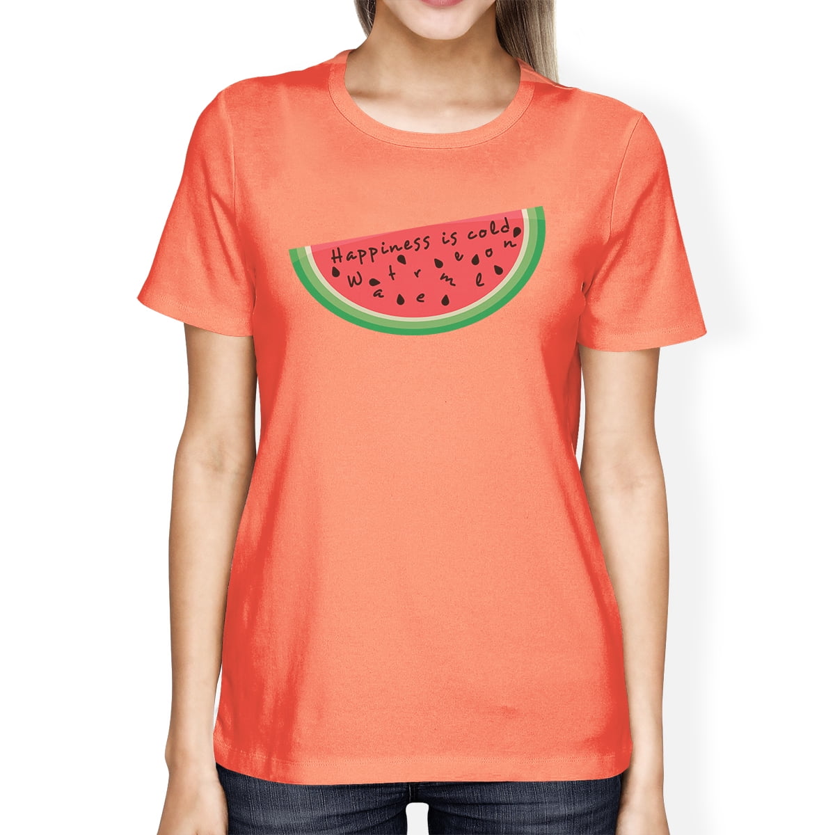 365 Printing Happiness Is Cold Watermelon Womens Summer Cotton Shirt