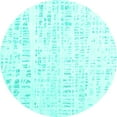 thumbnail image 1 of Ahgly Company Machine Washable Indoor Round Solid Turquoise Blue Modern Area Rugs, 4' Round, 1 of 4