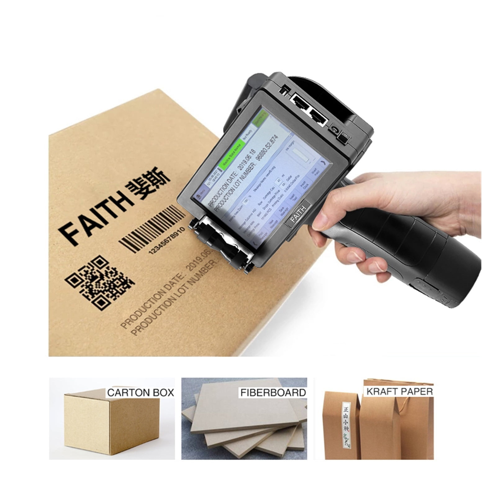 Portable Expiry Date Variable QR Bar Batch Code Handheld Inkjet Ink Printer ,Quick-Drying Ink