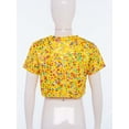 thumbnail image 4 of Riismen T-shirt d'Été Décontracté à Col Rond pour Filles Imprimé Métallique Manches Courtes Crop Top pour Plage Vacances Jaune 170, 4 of 7