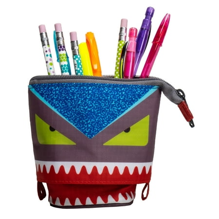 Case It Novelty Pop-up Monster Stand-up Nylon Pencil Case with Zipper Closure; Multi-color