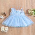thumbnail image 2 of PENGXIANG Bébé Filles Robe d'Été une Épaule Sans Manches Fleurs Broderie Dentelle Patchwork Tutu Sundress avec Arc, 2 of 8