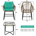 thumbnail image 4 of Costway 3PCS Patio Rattan Bistro Set Cushioned Chair Glass Table Deck White, 4 of 12