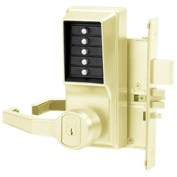 Simplex L8146B-05 Pushbutton Mortise Lock with Lever Best Core Override - Antique Brass