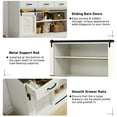 thumbnail image 6 of Farmhouse Buffet Cabinet, 70” Large Sideboard Cabinet with 3 Drawer, Rustic Storage Cabinets with Sliding Barn Door, Coffee Bar for Dinning Room, Kitchen, Hallway, and Living Room, Off White, 6 of 7