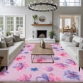 thumbnail image 3 of Large Area Rugs for Living Room Bedroom, Spring Floral 6'x9' Rug Washable Carpet Runner Indoor Outdoor, Summer Botanical Purple Pink Flower Non Slip Floor Mats Rug for Kitchen, Playroom, 3 of 8