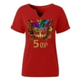 thumbnail image 5 of Kctiaxy Womens T Shirts V Neck Short Sleeve Summer Tops Casual Loose Fitting Comfy Pullover Top Funny Carnival Graphic Tees Blouse, 5 of 6