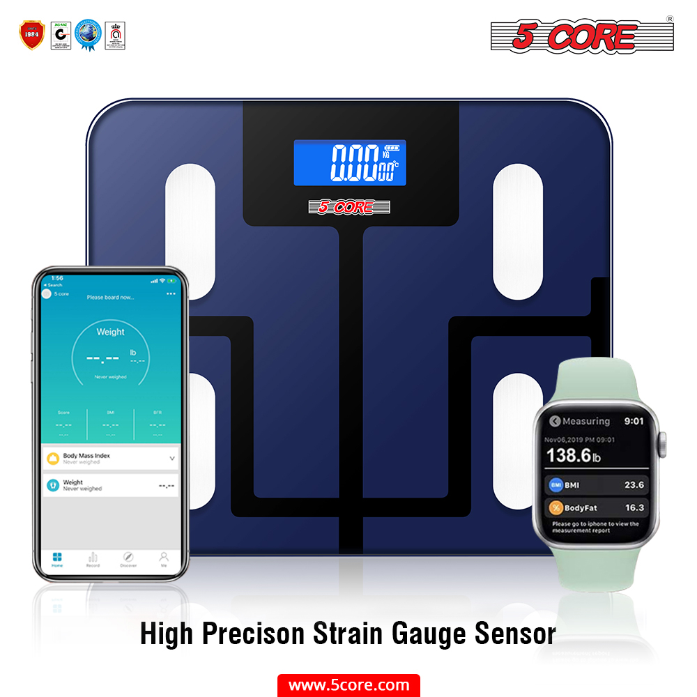 5 Core Smart RECHARGEABLE Bluetooth Digital Body Fat Scale Bathroom