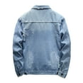 thumbnail image 7 of Olyvenn Stylish Denim Jacket For Men Classic Fit Long Sleeve Jean Jacket Casual Button Down Denim Jackets Fashion Motorcycle Coats Light Blue 6, 7 of 7