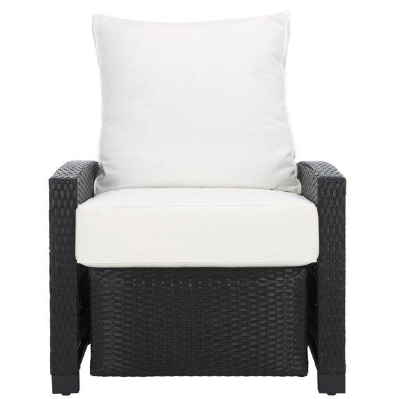 Safavieh Landon Outdoor Coastal Aluminum Recliner Chair, Black/White