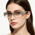 thumbnail image 4 of Rimless Wrap Around Fashion Sunglasses, Y2K Trendy One Piece Shade Glasses for Outdoor Daily Street Style, 4 of 4