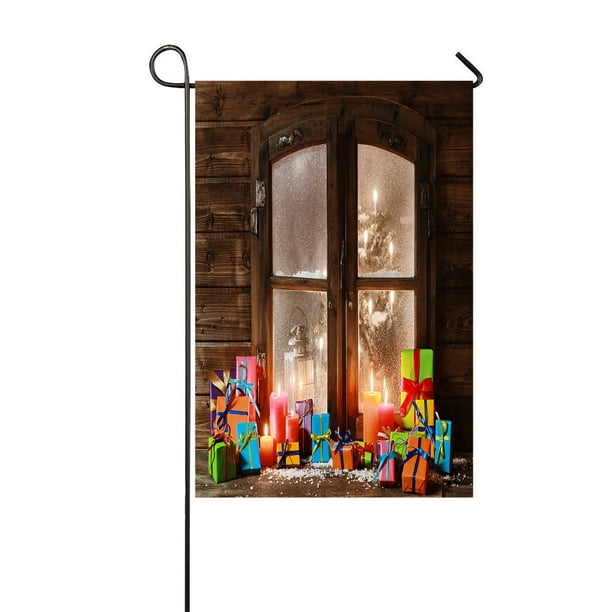 Eczjnt Christmas Presents Lighted Candles Window Pane Outdoor Flag Home Party Garden Decor 12x18 Inch Walmart Com Walmart Com