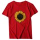 thumbnail image 2 of Gibobby Camisetas Mujer Baratas Manga Corta Blusa manga corta con cuello redondo y estampado girasol talla grande para mujer(Rojo,CH), 2 of 5