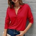 thumbnail image 1 of Ropa de primavera para mujer, camisetas con botones, camisetas de manga larga con cuello vuelto, camiseta informal de Color sólido, Camiseta holgada para oficina para mujer 2022, 1 of 5