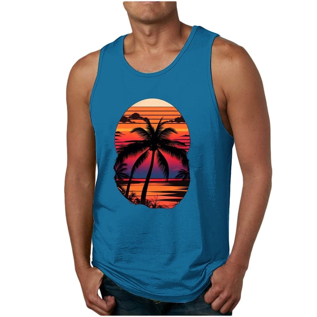 Nouveau Débardeur Mode Décontracté Homme Été Imprimé Floral Sport Col Rond