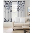 thumbnail image 2 of Navy Blue Leaves Blackout Curtains for Bedroom Living Room Darkening Curtains 84 Inch Length 2 Panels Set Summer Botanical Window Curtain Thermal Insulated Window Treatment Grommet Drapes 52"x84", 2 of 9