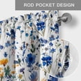 thumbnail image 6 of Blue Flowers Farmhouse Short Window Curtain Valances, Spring Watercolor Oil Painting Floral Plant Rod Pocket Kitchen Valances for Living Room Bedroom Bathroom Cafe 42" x 18", 6 of 8