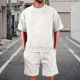thumbnail image 5 of Men 2 Piece Outfits Summer Shorts Sets Tracksuit Crewneck T-Shirts And Drawstring Pants Casual Comfy Jogging Set, 2XL, 5 of 5