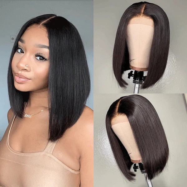 Supreme 13A Celebrity-Grade 100% Unprocessed Human Hair 6X4 Bob Cut Wig (Middle Part 14" inch)- Renee