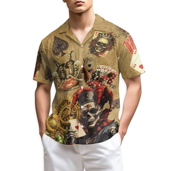 Netecom Gambling Hawaiian Shirt for Men, Button Down Summer Beach Short Sleeve, Sizes S-5XL