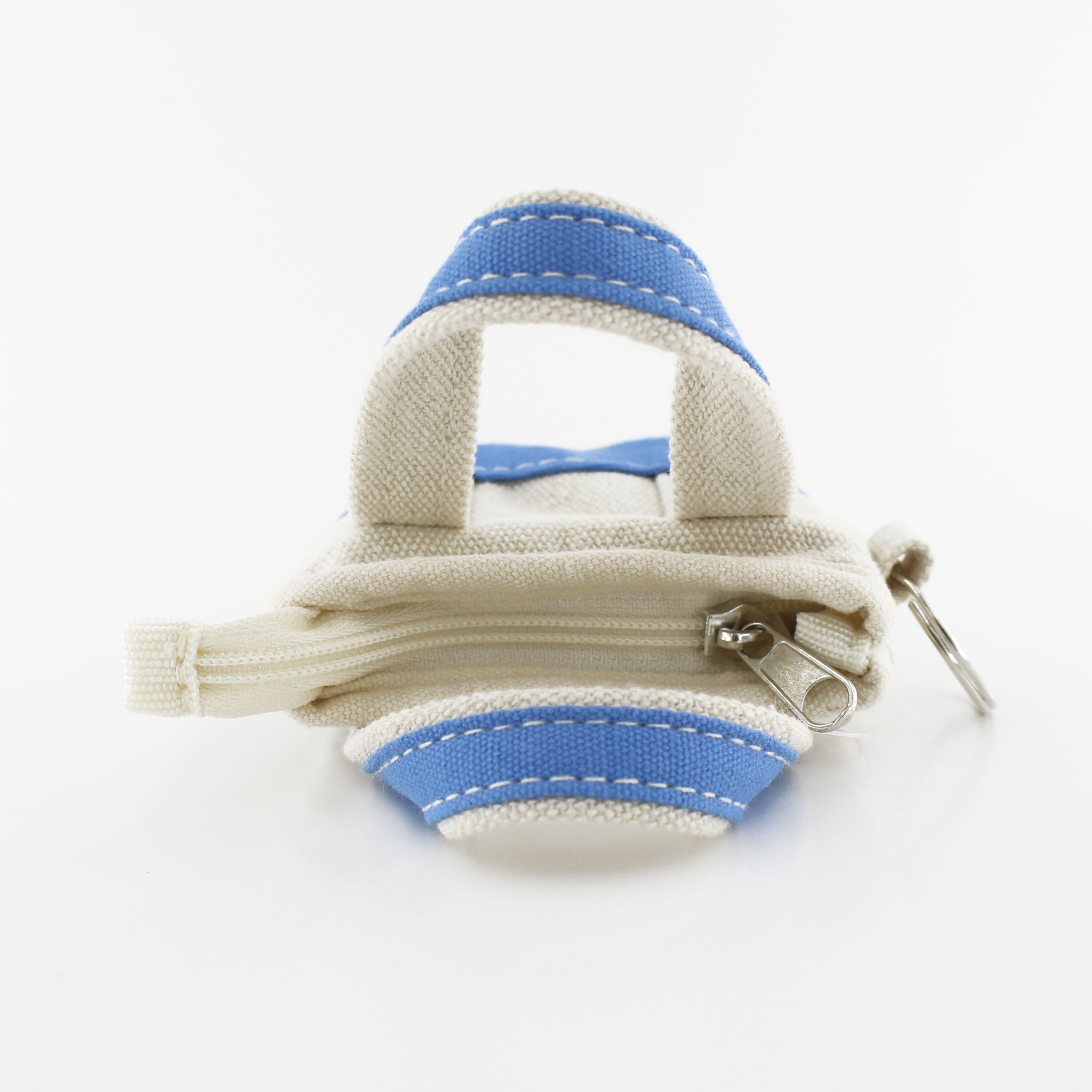 U Style Mini Canvas Tote Keychain, Light Blue