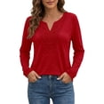 thumbnail image 2 of Womens Long Sleeve Henley Shirts 2026 Spring Going Out Tops Solid Color Casual Summer Tees, 2 of 5