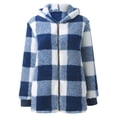 thumbnail image 3 of SLADYGLO Women Plaid Full Zipper Fuzzy Fleece Hooded Sherpa Jacket With Pockets, 3 of 5