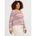 thumbnail image 2 of Jessica Simpson Women's Lilianna Cotton Pointelle Sweater with Long Sleeves, Lightweight, Sizes XS-X4, 2 of 6