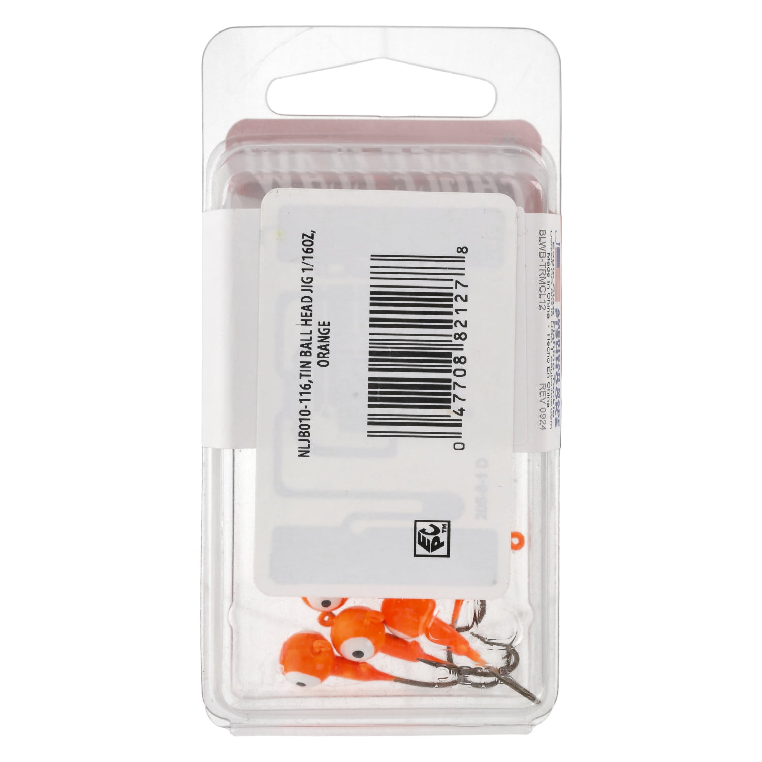 Eagle Claw Tin Ball Head Jig - Double Eye - 5 Pack - 1/16 Oz - Orange
