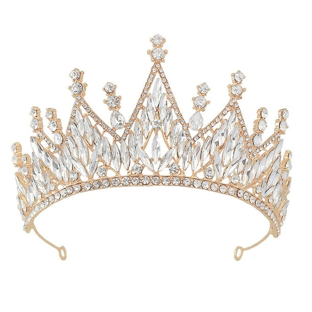 EeaseMX corona de novia de cristal, tocado, corona barroca, decoración para el cabello