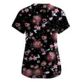 thumbnail image 4 of Qwertyu Womens Valentine Scrub Shirts V Neck Short Sleeve Comfy Valentines Day Scrubs Red Heart Print Workwear Blouse with Pockets Black XL, 4 of 4