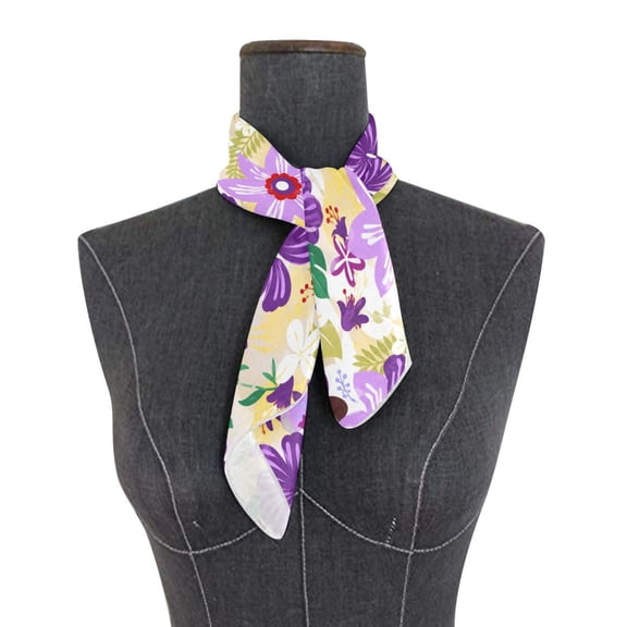 Wobogo Square Scarf In Lightweight Polyester Silk-Feel Neck Scarf for Women Fashion Head Hair Wrap Bandana Hibiscus Flower Print