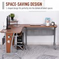 thumbnail image 6 of HOMCOM L-Shaped Corner Computer Office Desk Workstation with Elevated Shelf, Rolling Keyboard Tray, & Convenient CPU Stand, Brown, 6 of 9