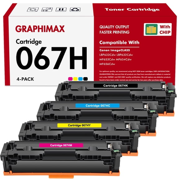 067H Toner Cartridge Set Replacement Compatible for Canon 067 067H for Canon imageCLASS LBP633Cdw LBP632Cdw MF653Cdw MF654Cdw MF656Cdw Printer，4 Pack