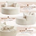 thumbnail image 6 of Aukfa 55" Oversized Round Chaise Lounge Chair Indoor, Corduroy Upholstered Sleeper Chair with Deep Seat & Pillows, Beige, 6 of 8