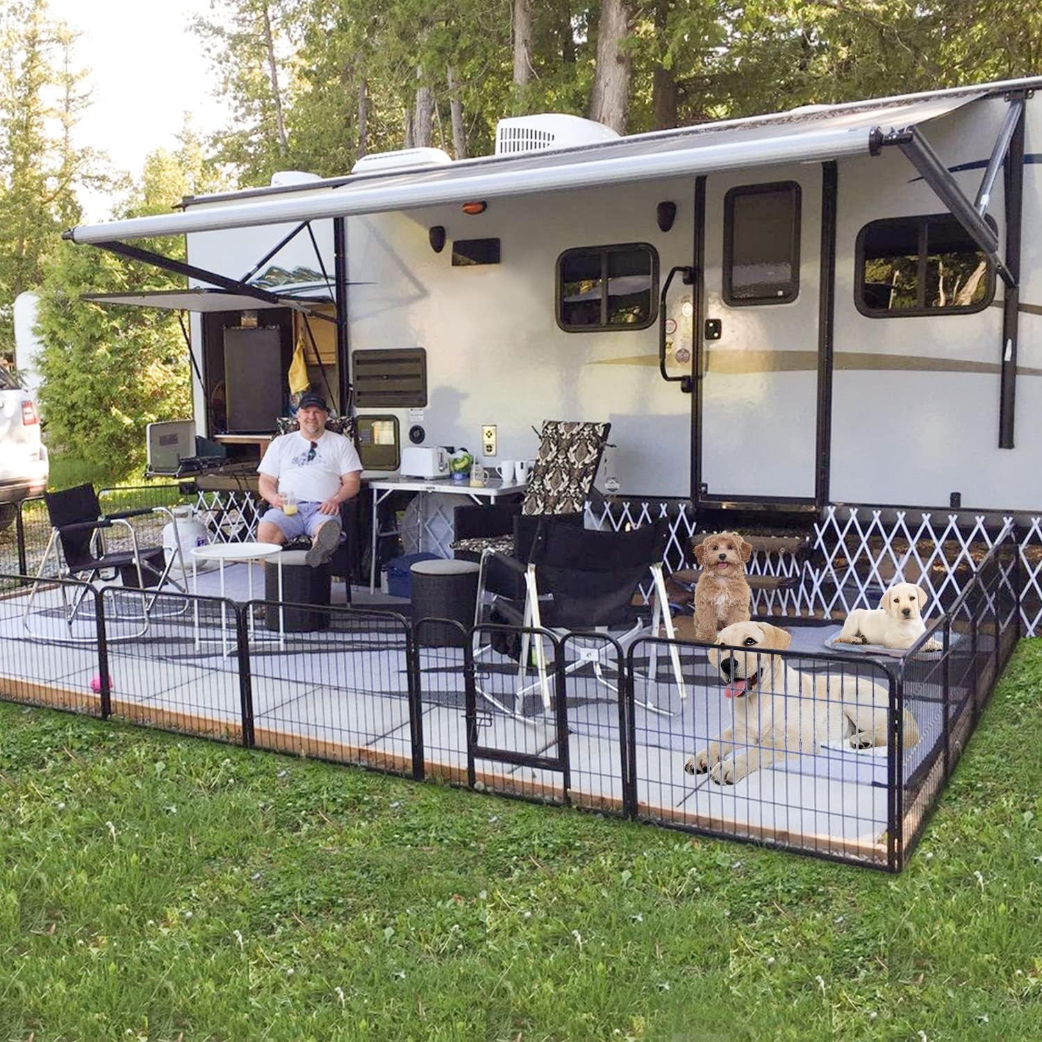 CL.HPAHKL Dog Playpen Indoor Outdoor, 8 Panels 40" Height Metal Puppy Playpen Pet Playpen with Door for Small/Medium/Large Dogs Exercise Pen, Dog Pen Dog Fence for Garden, Yard, RV Camping