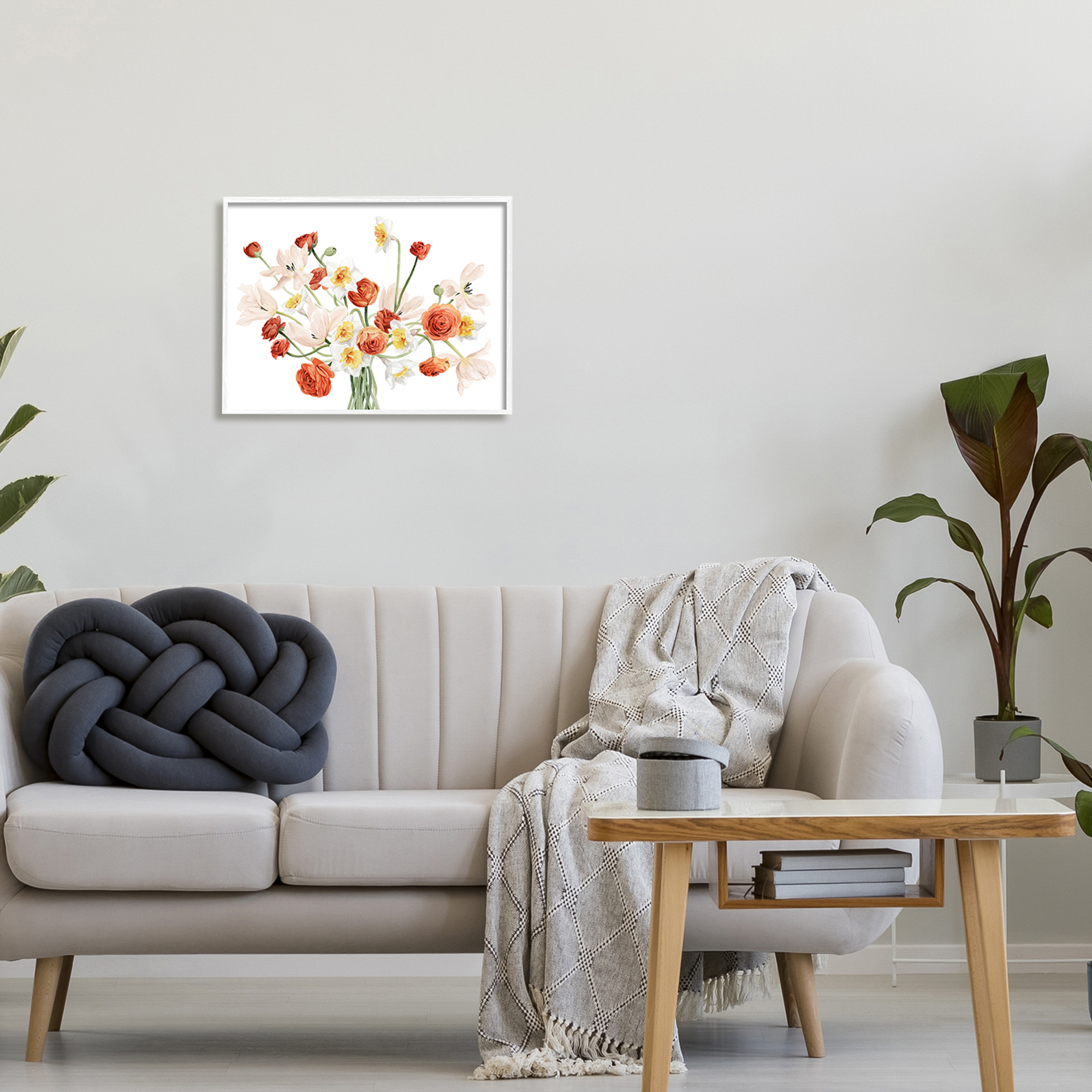 Stupell Industries Minimal Intertwining Orange White Flower Bouquet , 20 x 16, Design by Grace Popp