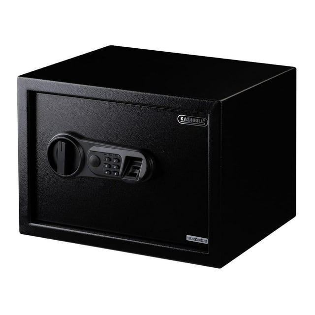 Caja Fuerte Biométrica KASHBILL Negra 25x35x25 cm con Cierre de Huella Digital y Llave de Emergencia