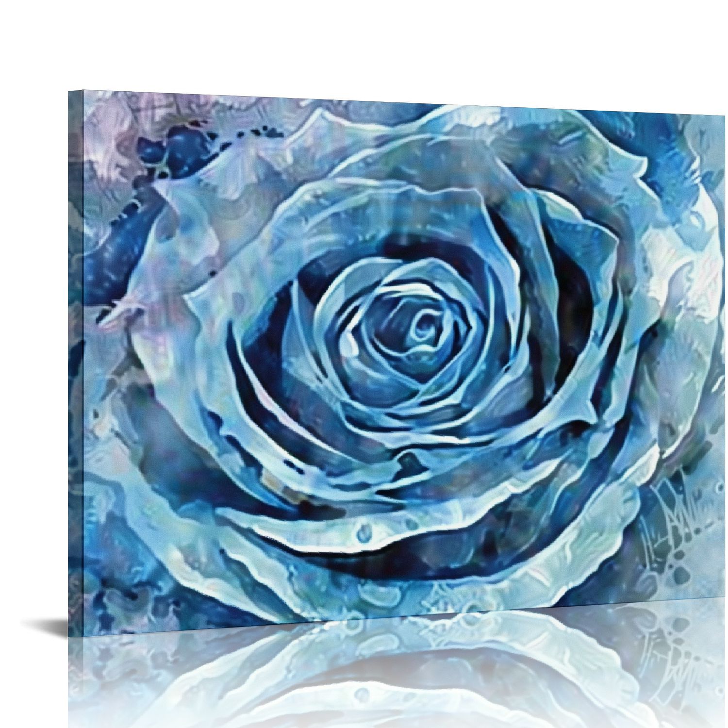 JEUXUS Blue Rose Canvas Wall Art Black and White Flowers Painting