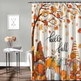 thumbnail image 3 of Fall Shower Curtain Autumn Gnome Pumpkin Thanksgiving Shower Curtains for Bathroom Hello Fall Maple Leaf Bath Curtains Sets with Hooks for Autumn Thanksgiving Seasonal Decor Fabric Standard 72" X 72", 3 of 6