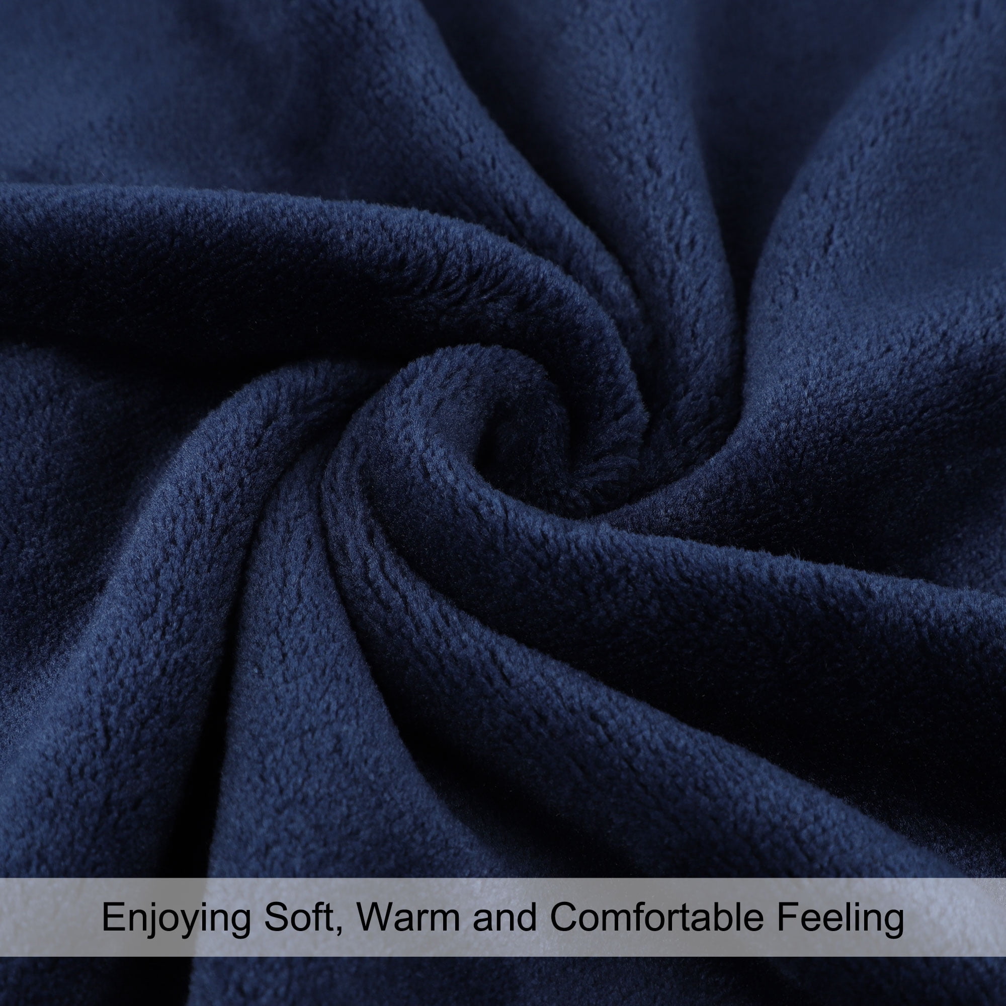 Unique Bargains Flannel Fleece Blanket Soft Wide Hemmed 23"x30" Navy Blue
