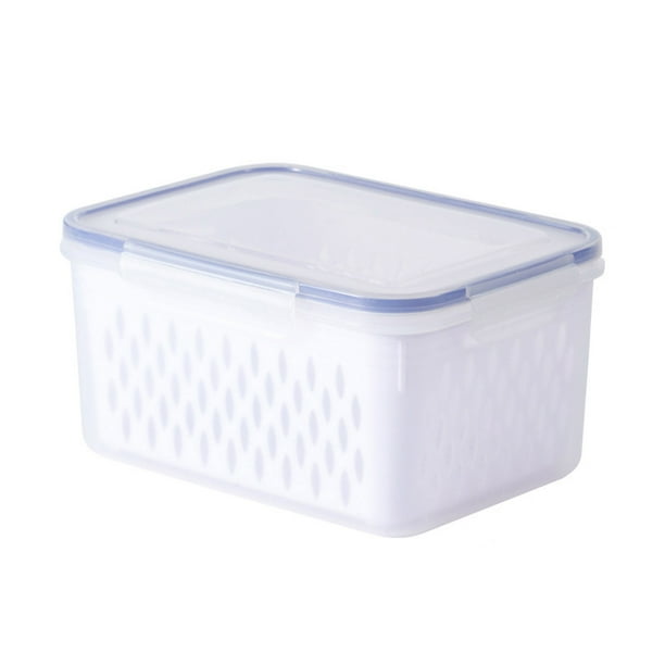 Contenedores grandes para almacenar frutas y verduras en el refrigerador con colador y tapa - Organizadores herméticos para frutas y verduras, sin BPA, ahorran espacio