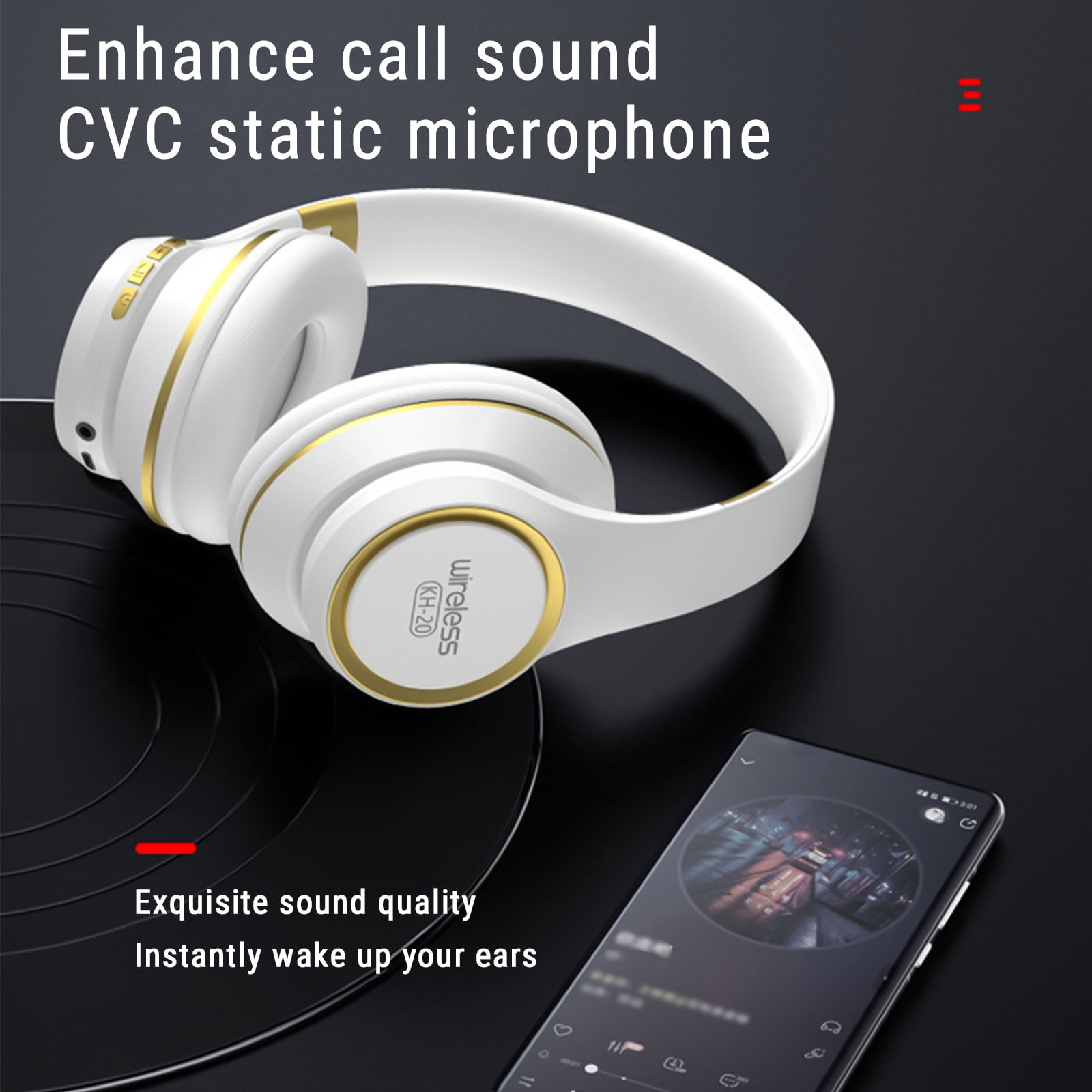 [Updated Bluetooth Headphones Over Ear, 65 Hours Playtime Wireless Headphones with Microphone,Foldable Lightweight Headset with Deep Bass,HiFi Stereo Sound for Travel Work Cellphone - White