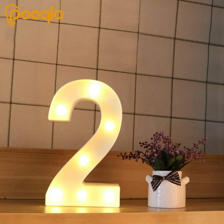 10 Pieces Decorative Led Light up Number Letters White Plastic Marquee  6.3'' Contains All Numbers Light up Number Sign for Night Light Wedding  Party