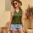 thumbnail image 4 of Fjuchai Womens Silk Stain Shirt Tops for Female Sleeveless Tees Summer V-Neck T-Shirt Shirt S-XXL, 4 of 8