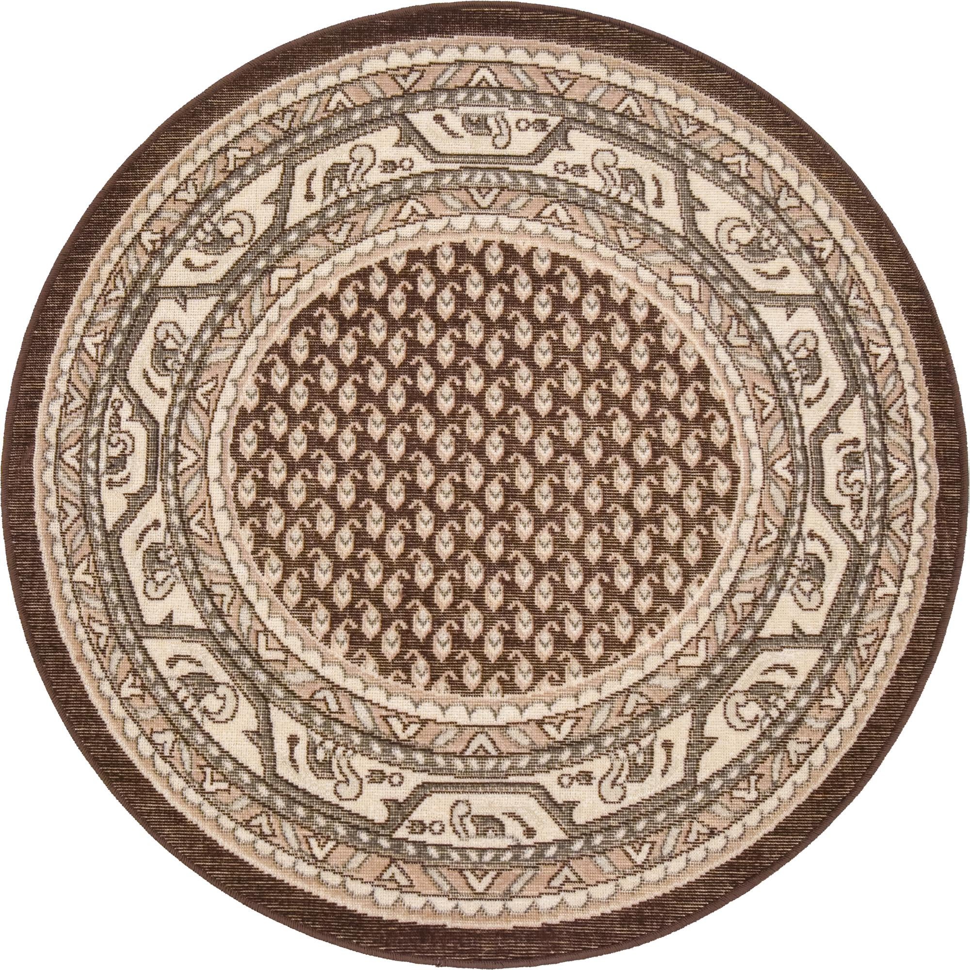 Unique Loom Allover Williamsburg Rug Brown/Beige 3' 7" Round Hand Made Geometric Traditional Perfect For Dining Room Entryway Bed Room Kids Room - image 3 of 3