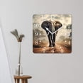 thumbnail image 3 of 10 Inch Wall Clock Battery Operated Square Clock for Office, Kitchen, Outdoor, Living Room,Elephant Animal on Green Woodland Forest Creative, 3 of 4