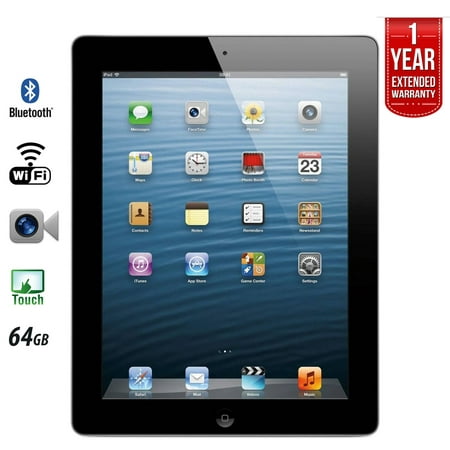 Apple iPad with Retina Display MD512LL/A (64GB, Wi-Fi, Black) 4th Gen with 1 Year Extended Warranty - (Certified