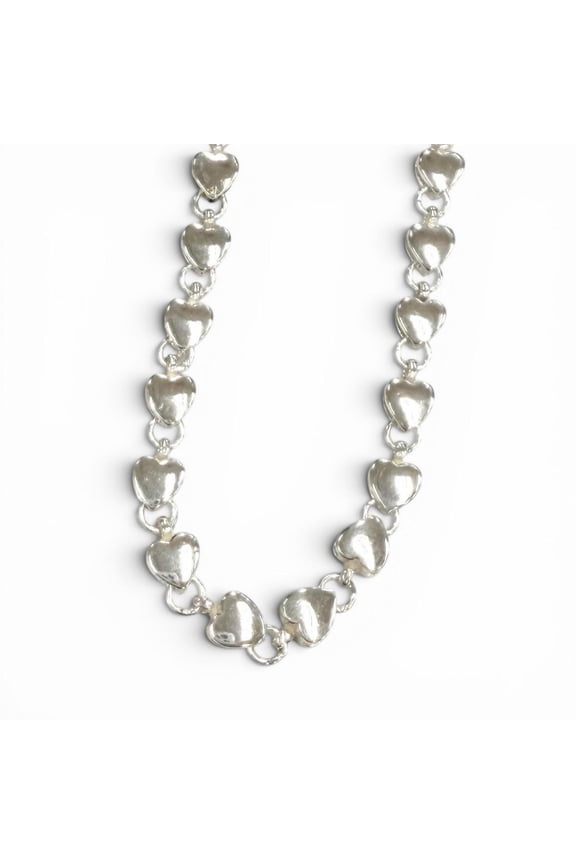 Pre-Owned TIFFANY&Co. Tiffany 925 Puff Heart Necklace, Silver, Weight 16.5g, Women's, with Dust...